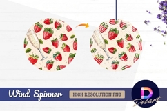 Strawberries champagne pattern sweet Round Wind Spinner PNG Product Image 1