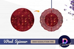 Golden hearts on burgundy love Round Wind Spinner PNG Product Image 1
