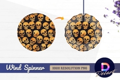 Spooky orange skulls pattern Round Wind Spinner PNG Product Image 1