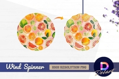 Citrus fruit watercolor Round Wind Spinner PNG Product Image 1