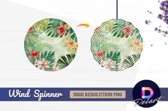 Tropical flowers and leaves Round Wind Spinner PNG Product Image 1