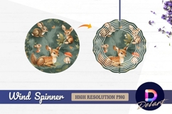 Watercolor woodland animals scene Round Wind Spinner PNG Product Image 1