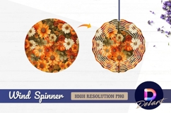 Autumnal harvest pumpkins sunflowers Round Wind Spinner PNG Product Image 1
