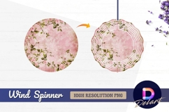 Pink floral background with grunge Round Wind Spinner PNG Product Image 1