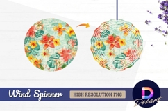 Tropical floral pattern with leaves Round Wind Spinner PNG Product Image 1