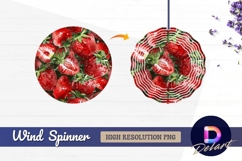 Watercolor strawberries Round Wind Spinner PNG Product Image 1