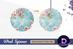 Pink and white floral watercolor Round Wind Spinner PNG Product Image 1