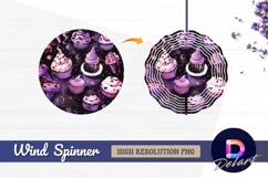 Halloween themed purple cupcakes Round Wind Spinner PNG Product Image 1
