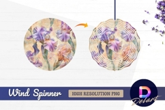 Pastel irises flower arrangement Round Wind Spinner PNG Product Image 1