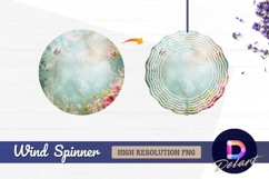 Soft floral frame with butterfly Round Wind Spinner PNG Product Image 1