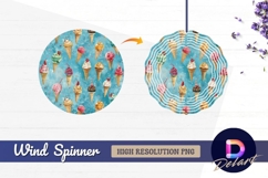 Colorful ice cream cones pattern on Round Wind Spinner PNG Product Image 1