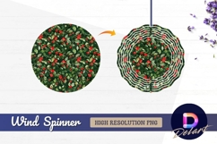 Watercolor christmas holly berry Round Wind Spinner PNG Product Image 1