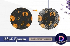 Spooky halloween pattern with moon Round Wind Spinner PNG Product Image 1