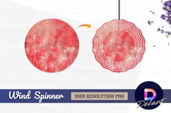 Flowers on red grunge Round Wind Spinner PNG Product Image 1