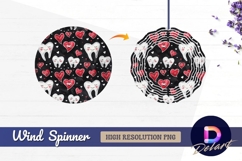 Dental health valentines day pattern Round Wind Spinner PNG Product Image 1