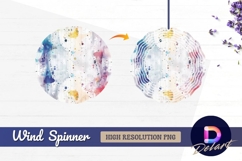 Watercolor splashes artistic Round Wind Spinner PNG Product Image 1