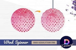 Pink hearts pattern on textured Round Wind Spinner PNG Product Image 1