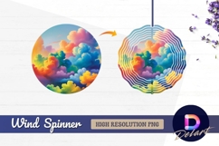 Colorful round clouds sky painting Round Wind Spinner PNG Product Image 1