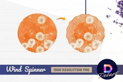 Orange background with dandelion Round Wind Spinner PNG Product Image 1