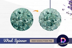 Teal leaf branch Round Wind Spinner PNG Product Image 1
