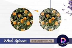Oranges blossoms and green leaves Round Wind Spinner PNG Product Image 1