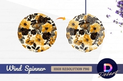 Seamless floral pattern with yellow Round Wind Spinner PNG Product Image 1