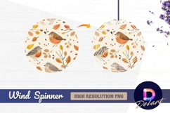 Autumn birds and leaves Round Wind Spinner PNG Product Image 1