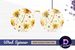 Watercolor dandelion illustration Round Wind Spinner PNG Product Image 1
