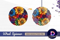 Vivid colorful sunflower floral Round Wind Spinner PNG Product Image 1