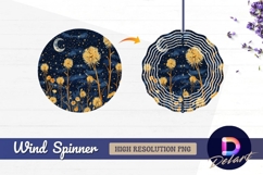 Night blooms and moonlit sky Round Wind Spinner PNG Product Image 1