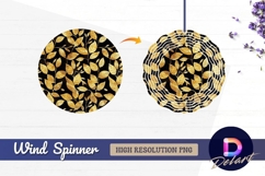 Golden leaves on black background Round Wind Spinner PNG Product Image 1