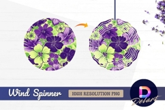 Purple and green floral pattern Round Wind Spinner PNG Product Image 1