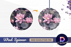Seamless pattern pink lotus flowers Round Wind Spinner PNG Product Image 1