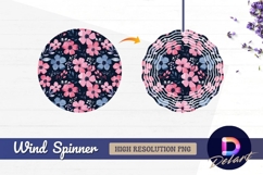 Pink and blue floral pattern Round Wind Spinner PNG Product Image 1