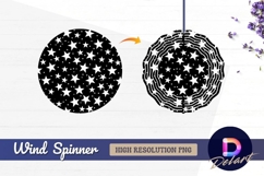 Black and white star pattern Round Wind Spinner PNG Product Image 1