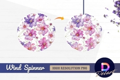Watercolor cosmos floral pattern with Round Wind Spinner PNG Product Image 1