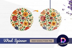 Retro floral pattern with Round Wind Spinner PNG Product Image 1