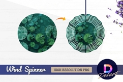 Teal water lily pads with raindrops Round Wind Spinner PNG Product Image 1
