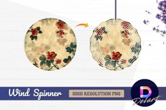 Distressed floral pattern with red Round Wind Spinner PNG Product Image 1