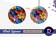 Colorful knitted flowers Round Wind Spinner PNG Product Image 1