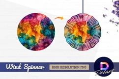 Colorful abstract flowers Round Wind Spinner PNG Product Image 1