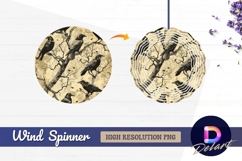 Ravens on bare branches dark pattern Round Wind Spinner PNG Product Image 1