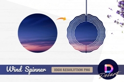 Starry night with pink and blue sky Round Wind Spinner PNG Product Image 1