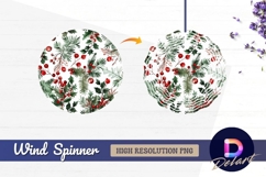 Watercolor christmas foliage Round Wind Spinner PNG Product Image 1