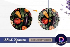 Colorful vegetables on black Round Wind Spinner PNG Product Image 1