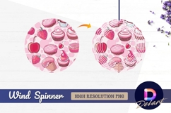Pink pastries and fruits Round Wind Spinner PNG Product Image 1