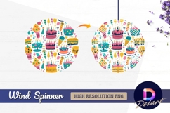 Fun birthday cakes and treats Round Wind Spinner PNG Product Image 1