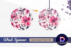 Pink floral watercolor Round Wind Spinner PNG Product Image 1