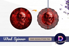 Red skull floral ornament Round Wind Spinner PNG Product Image 1