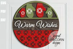 Warm Wishes Welcome Sign SVG | Christmas Door Hanger SVG Product Image 1